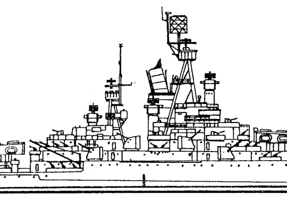 Боевой корабль USS BB-36 Nevada 1944 [Battleship] - чертежи, габариты, рисунки